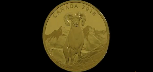 В Канаде для чеканки коллекционной монеты использовали 99,999% золото